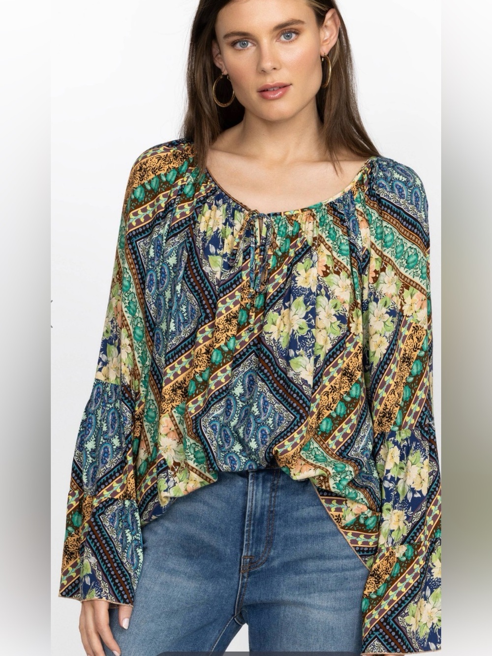 Johnny Was Miza Tiered Blouse Size Large